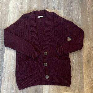 SO Purple Chunky Knit Cardigan Sweater